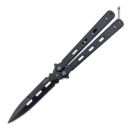 Nóż motylkowy Balisong BSH Black z klipsem