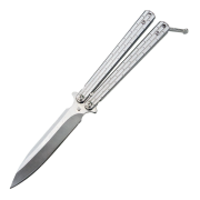 Nóż motylkowy Balisong Silver z klipsem